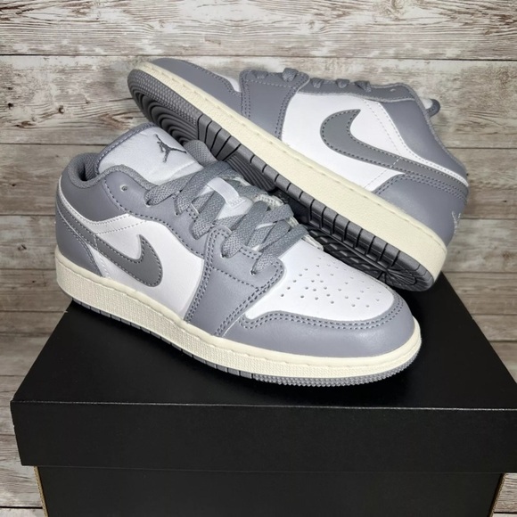 Jordan Shoes - Nike Air Jordan 1 Low Vintage Grey Shoes 553560-053 (GS) Youth Sizes